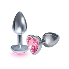 Plug Anal Metálico Plateado - Silver Starter Pink Heart Mediano