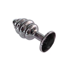 Plug Anal Metálico - Textura Espiral Piedra Negro