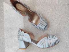Linhas peep toe salto 5 bloco - comprar online