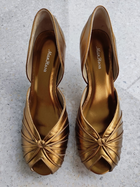 Nó peep toe salto 6 fino