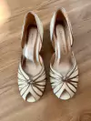 Nó peep toe salto 5 bloco