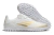 Chuteira Futsal Adidas F50 CLUB TF na cor branca com detalhes em dourado, ideal para jogos em campo society.