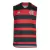 Camisa regata masculina do Flamengo, modelo 2024/2025, com listras vermelhas e pretas.