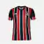 Camisa masculina do São Paulo FC, modelo 24/25, nas cores vermelho e preto, com listras verticais e logo da New Balance.