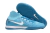 Chuteira Nike Phantom Luna Elite NU IC na cor azul, destacando a parte superior e o solado, ideal para futsal.