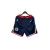 Shorts de basquete da NBA do Los Angeles Clippers, modelo masculino, com detalhes em azul, vermelho e branco.