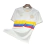 Camisa branca da seleção da Colômbia, modelo 24/25, com listras coloridas em amarelo, azul e vermelho, marca Adidas.