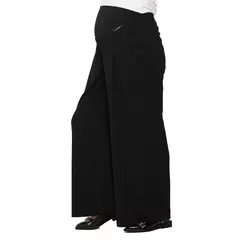 Pantalón para embarazadas de lino wide leg con pinzas Negro en internet
