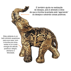 Escultura Elefante Indiano Pequeno Folhas Bibelô 9cm 14025