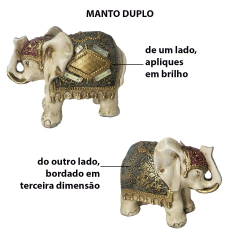 Decoração Estátua Estatueta Elefante Bolinha Manto Duplo 14cm 75743