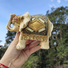 Decoração Estátua Estatueta Elefante Bolinha Manto Duplo 14cm 75743 - comprar online