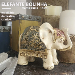 Decoração Estátua Estatueta Elefante Bolinha Manto Duplo 14cm 75743 na internet