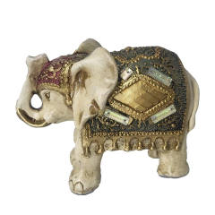 Decoração Estátua Estatueta Elefante Bolinha Manto Duplo 14cm 75743 na internet