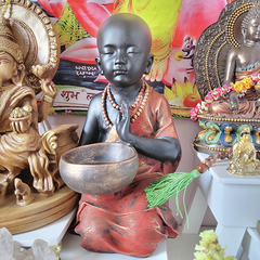 Estátua Buda Chinês Menino Com Castiçal 32cm 05028