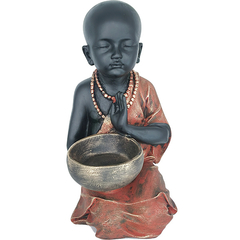 Estátua Buda Chinês Menino Com Castiçal 32cm 05028