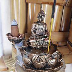 Incensario Buda Hindu Flor de lotus 12cm Resina 13081 na internet