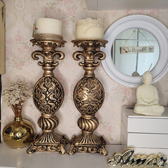 Castiçal Ornamental Flor De Liz Par Ouro 22320
