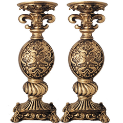 Castiçal Ornamental Flor De Liz Par Ouro 22320 - Loja Mana Omॐ