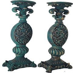 Castiçal Ornamental Flor De Liz Par Verde 22320 na internet