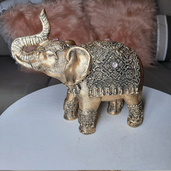 Elefante Indiano Grande Dourado Pedra Rosa 14001 - loja online