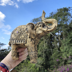 Elefante Indiano Grande Dourado Pedra Rosa 14001 na internet