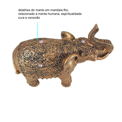 Elefante Indiano Grande Dourado Pedra Rosa 14001 na internet