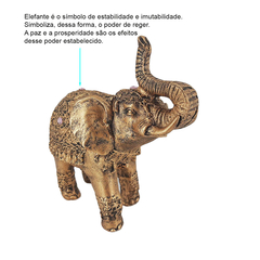 Imagem do Elefante Indiano Grande Dourado Pedra Rosa 14001