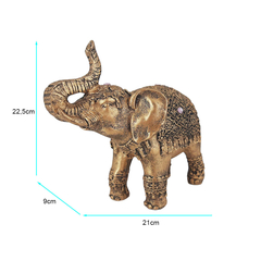 Elefante Indiano Grande Dourado Pedra Rosa 14001 - loja online