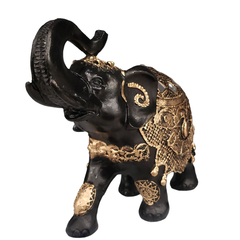 Imagem do Elefante Indiano Da Sorte M Preto Manto Dourado 14020