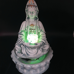 Imagem do Fonte De Água Kuan Yin Com Flor De Lótus Led 01039