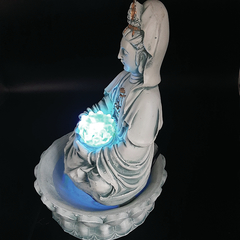 Fonte De Água Kuan Yin Com Flor De Lótus Led 01039 - comprar online