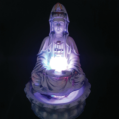 Fonte De Água Kuan Yin Com Flor De Lótus Led 01039 na internet