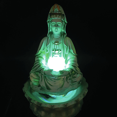 Fonte De Água Kuan Yin Com Flor De Lótus Led 01039 - Loja Mana Omॐ