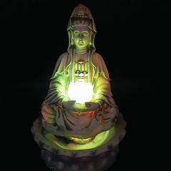 Fonte De Água Kuan Yin Com Flor De Lótus Led 01039 - loja online