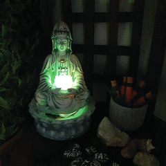Fonte De Água Kuan Yin Com Flor De Lótus Led 01039 - loja online