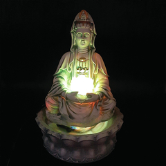Imagem do Fonte De Água Kuan Yin Com Flor De Lótus Led 01039