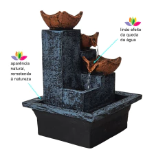 Fonte De água De Mesa Feng Shui Meditação Fonte Cascata 3 Quedas 01078 na internet