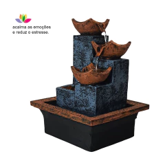 Fonte De água De Mesa Feng Shui Meditação Fonte Cascata 3 Quedas 01078 - loja online
