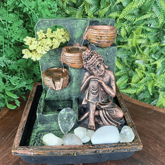 Fonte Água Decorativa Buda Com 3 Mini Quedas 01128