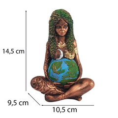Estátua Gaia Mãe Terra Cabelos Longos Vestida Folhas & Flores, Sol & Lua 10593 - comprar online