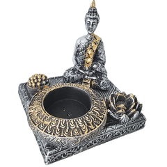 Incensário E Castiçal Base Buda Zen 13586