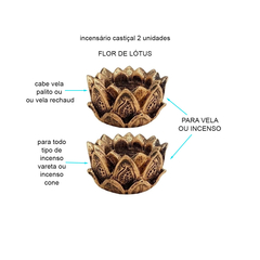 Kit 2 Incensários Castiçal Porta Incenso Flor De Lótus 13044 na internet