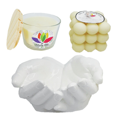 Kit Presente Mãos Dar Receber + Vela Bolha + Vela Vidro