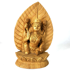 Escultura Em Madeira Lakshmi Na Folha 15cm 14058 - comprar online