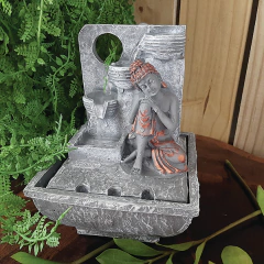 Mini Fonte De Água Buda Descansando 3 Quedas 01128 - Loja Mana Omॐ