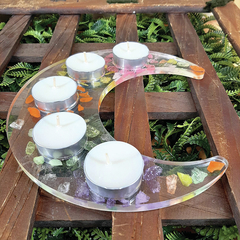 Orgonite Cristais Quartzo Porta Até 5 Velas - loja online