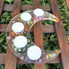 Orgonite Cristais Quartzo Porta Até 5 Velas - comprar online