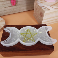 Porta Velas Lua Tripla Triluna - Loja Mana Omॐ