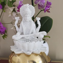 Saraswati De Mármore 16cm 0138 - Loja Mana Omॐ
