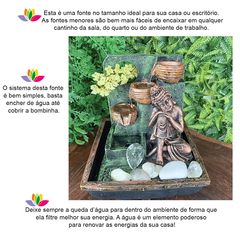 Fonte Água Decorativa Buda Com 3 Mini Quedas 01128 - Loja Mana Omॐ